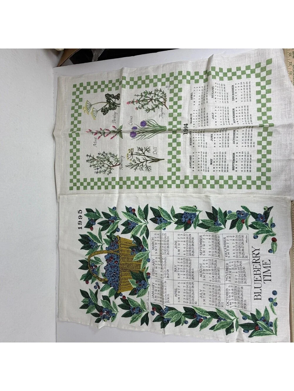 Lot of 18 Vintage Kay Dee Designs Linen Calendar Tea Towels 1980-2002 Collectibl